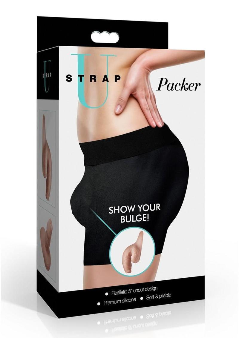 Consolador de silicona Strap U Uncut Packer de 5.1 pulgadas - Vainilla