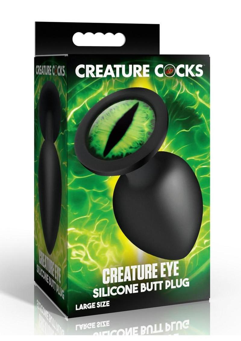 Tapón anal de silicona Creature Cocks Green Eye - Grande - Negro/Verde