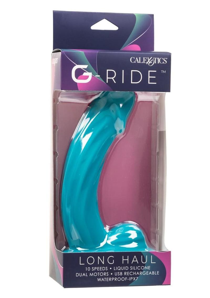 Consolador vibrador de silicona recargable G-Ride Long Haul - Azul