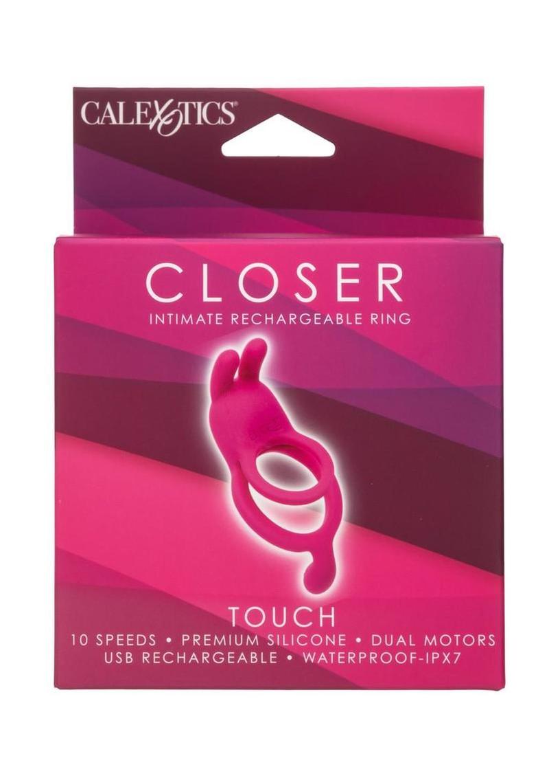 Anillo de silicona recargable con vibración dual y estimulador de clítoris - Rosa