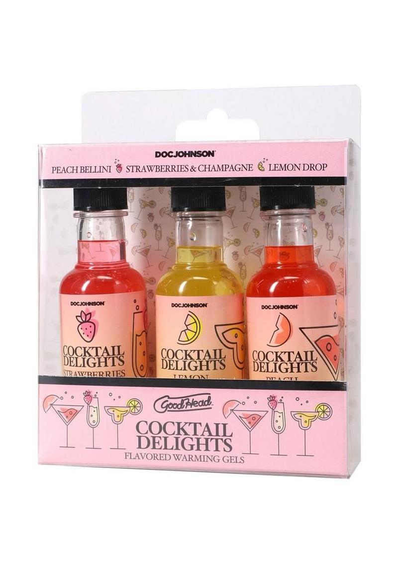 Delicias de cóctel GoodHead (paquete de 3) 2 oz. - Bellini de melocotón, fresas y champán, gota de limón