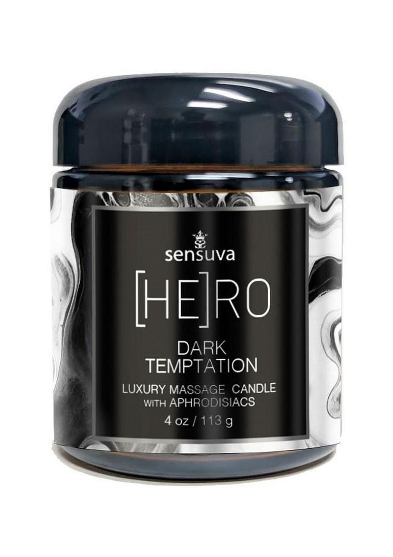 Vela de masaje afrodisíaca de lujo HERO Dark Temptation de 113 ml - Océano y bosque